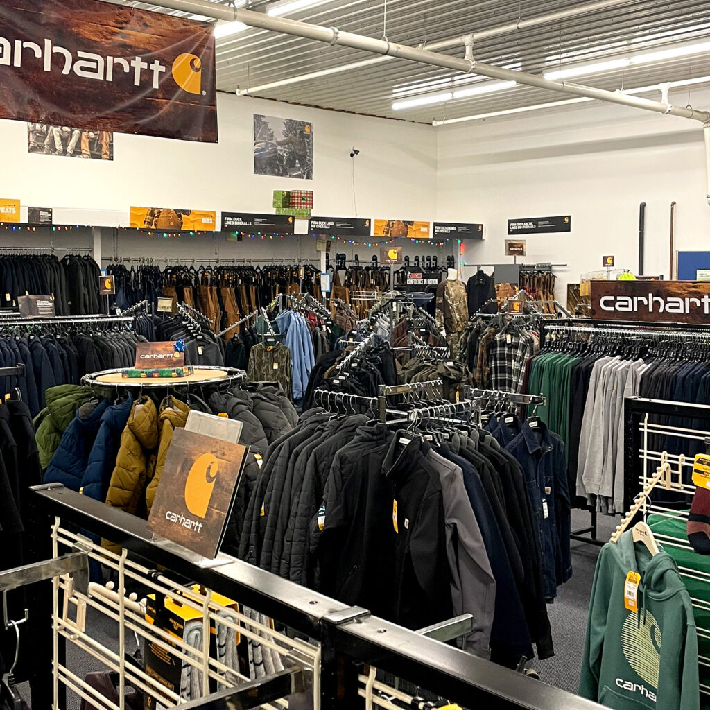 Large selection of Carhart brand clothing and accessories at the Middleport location